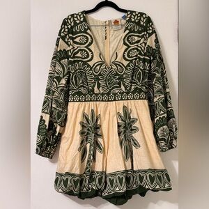 Farm Rio  Long-Sleeve V-Neck Printed Romper
